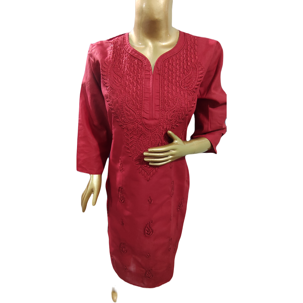 kurta cotton Maroon mix colour - GillKart