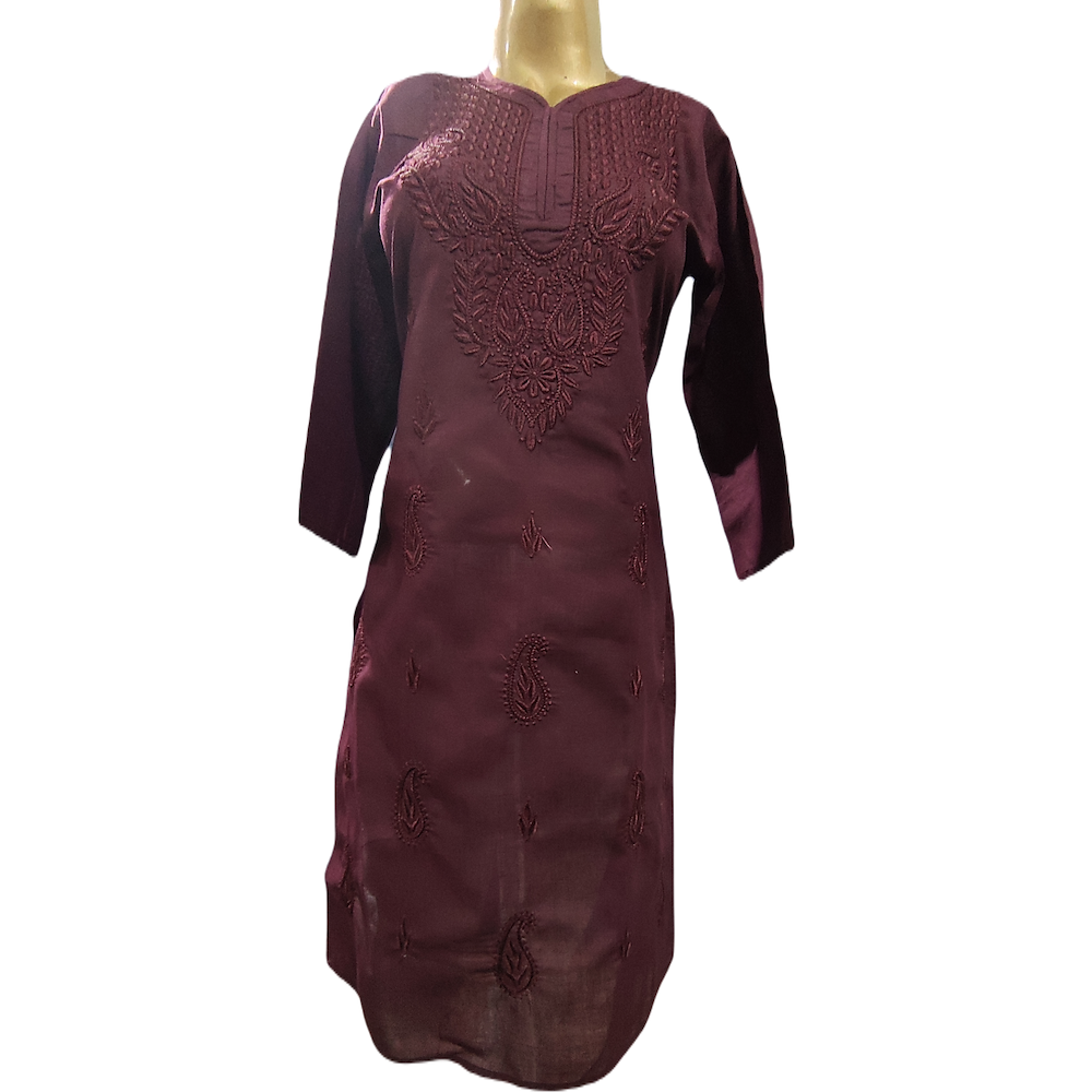 kurta Wine mix cotton - GillKart