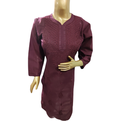 kurta Wine mix cotton - GillKart