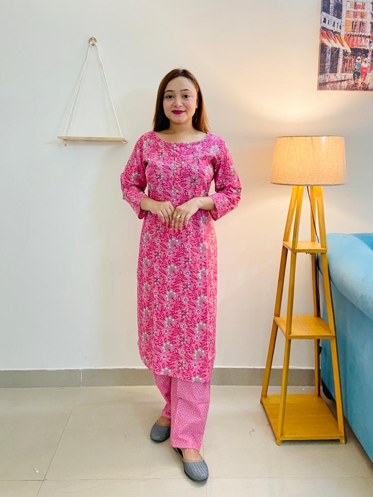 Kurti Pink With Pant - GillKart