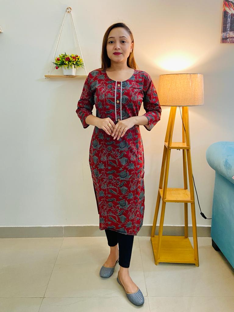 kurti Red Cotton - GillKart