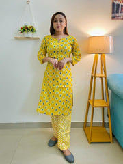 Kurti Yellow with Pant - GillKart