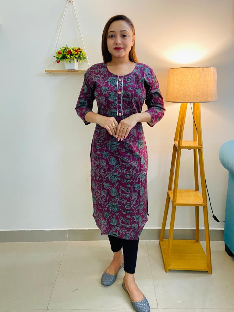 Kurti Cotton Purple - GillKart