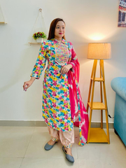 Kurti pant dupatta multi colour - GillKart