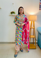 Kurti pant dupatta multi colour - GillKart