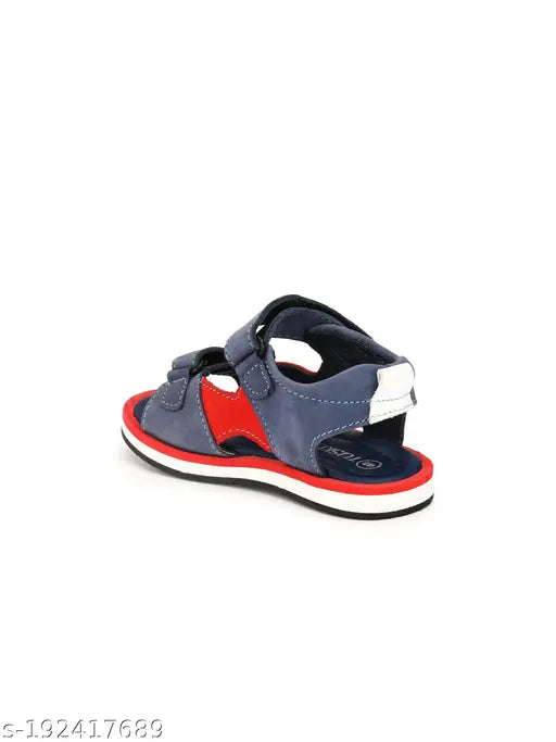 Open Toe Velcro Closure Sandals, Blue