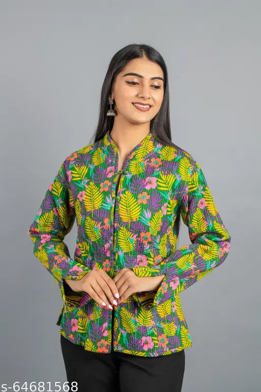 DESIGNER COMFORT WINTER WEAR JACKET HIGH QUALITY PURE COTTON PRINTED FROM RAJASTHAN FOR GIRL AND WOMEN