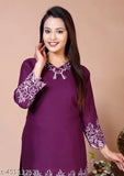 Purple Floral Yoke Design Straight Kurta With Trouser_Latest