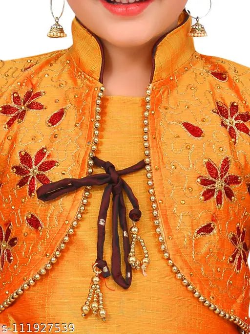 Hariyal Creation Kids Party/Festive Maroon Designer Embroidery Patiala Suit For Girls