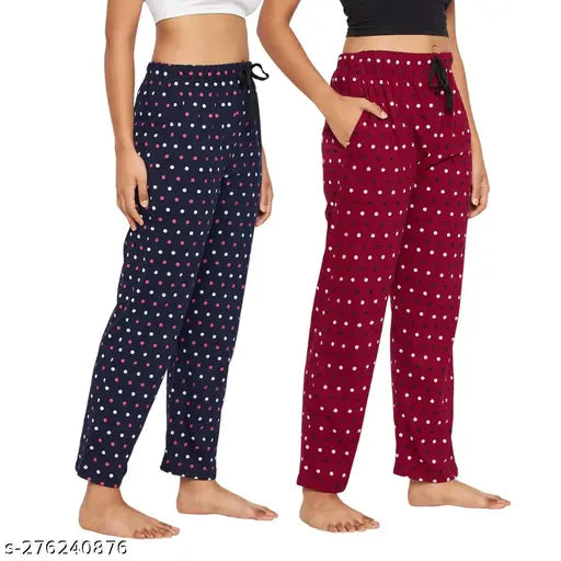 Trendy Women Cotton Printed Lower/Track Pants/Pyjamas/Lounge Pants Pack of 2