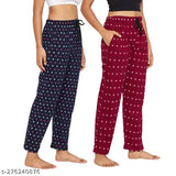 Trendy Women Cotton Printed Lower/Track Pants/Pyjamas/Lounge Pants Pack of 2