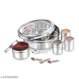 12 in 1 Stainless Steel Spice Box for kitchen | Masala Box Steel | Masala Dabba for kitchen | Spice Storage Container | Masala Dani - (2.5 Liter, 22.5 cm, Silver)