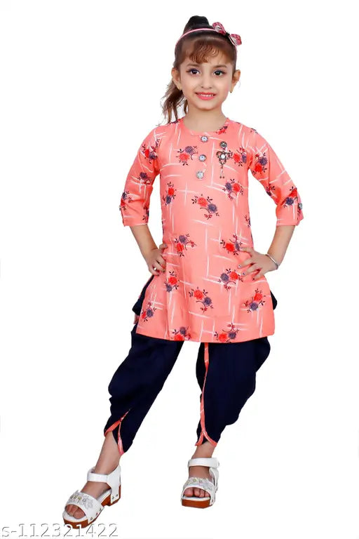 Hariyal Creation Kids Party/Festive Gajri Pink Designer Checked Patiala Suit For Girls