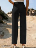 Women Regular Fit Black Viscose Rayon Trousers