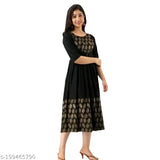 Black Gold Print Long Kurti