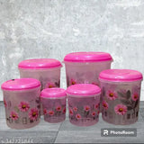 Veksin 6 Pcs Plastic Container set with beautiful design ( 12KG , 8KG , 6KG , 3KG , 2KG , 1KG Mixer Grocery Container -PINK)