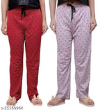 Women's Bird Printed Pyjama For Night Wear And Lounge Wear Pack Of 2(Size:-S To 3XL)