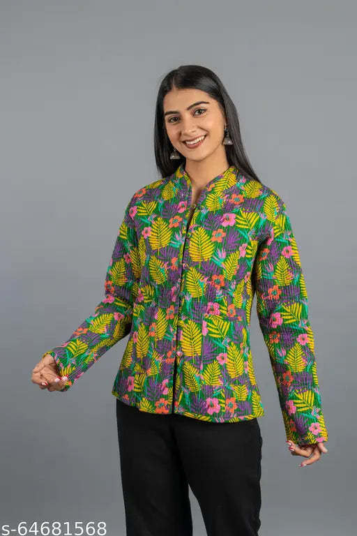 DESIGNER COMFORT WINTER WEAR JACKET HIGH QUALITY PURE COTTON PRINTED FROM RAJASTHAN FOR GIRL AND WOMEN