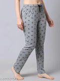 Shararat Women's Poly Cotton Knitted Pyjama Bottom/Lounge Pants