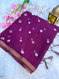 Chiffon Silk Bandhani Dye Saree With Tassels