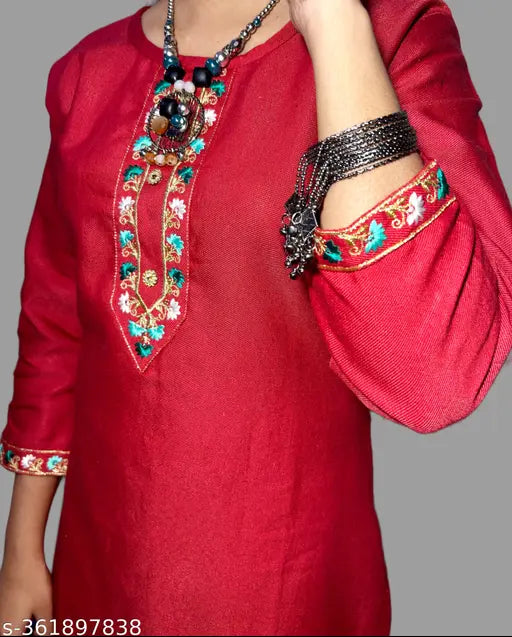 Fancy Embroidery Woolen Kurti