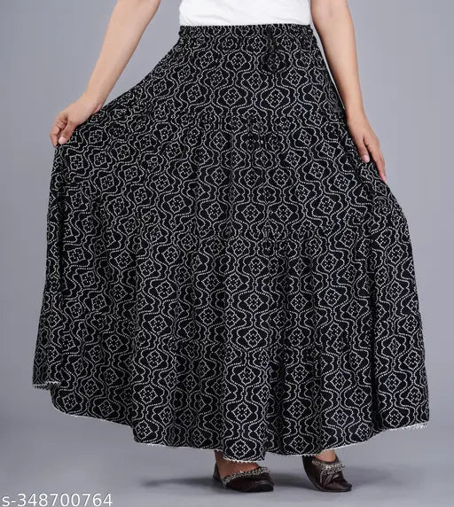 Women’s Long Skirt/Skirt for Women/Printed Skirt/Long Skirt/Solid Long Skirt/Black Printed Skirt/Printed Long Skirt