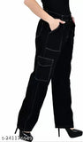 Baggy Jeans,UDHATIKRAMAN Straight Fit Black Cargo Pant For Girls/Ladies/Women.