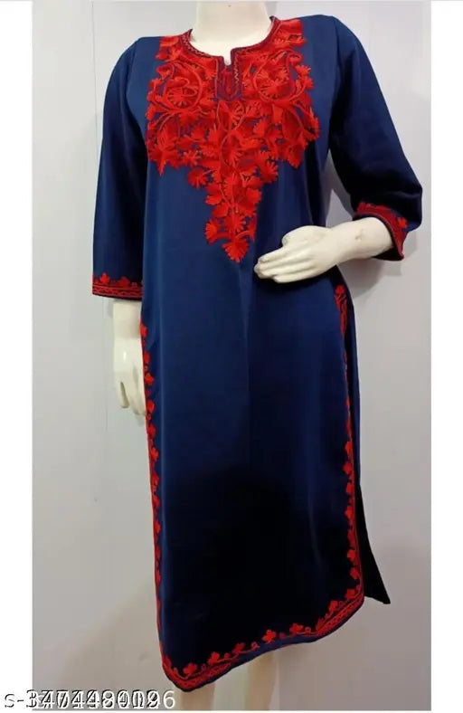 Winter kurta, woolen kurti, embroidery kurti