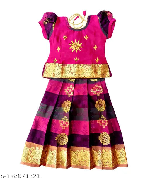 Nithyas Couture Designer Girls Pattu Pavadai / Silk Lehenga Choli / Pattu Langa.