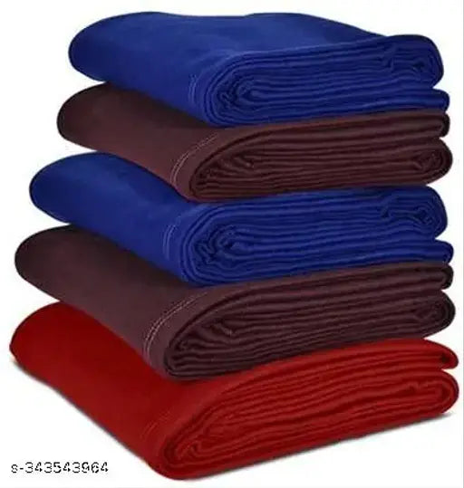 LiveWell Light Weight Plain/Printed Fleece Blanket, Bedsheet for All Seasons Super Soft Plush and Luxurious AC Blanket Warm and Cozy (Set of 5) (Plain Fleece, Single Bed)