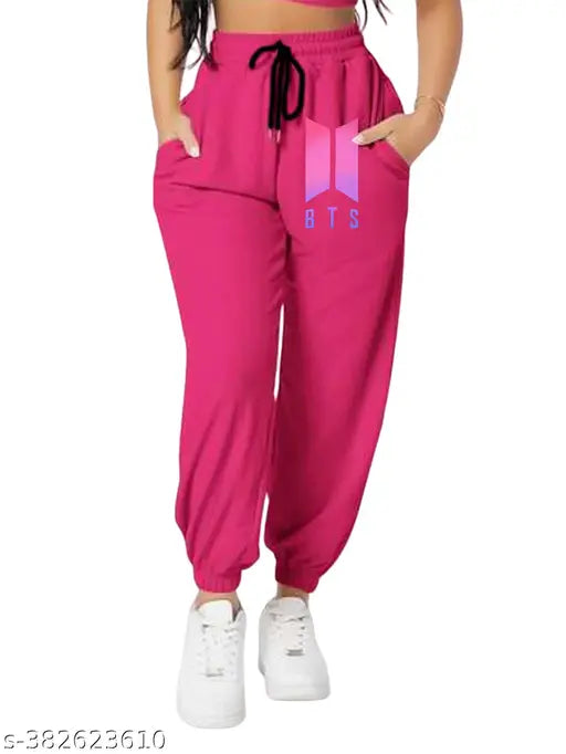 Tabadtod Women's BTS Jogger Pants Pink Trousers & Pants