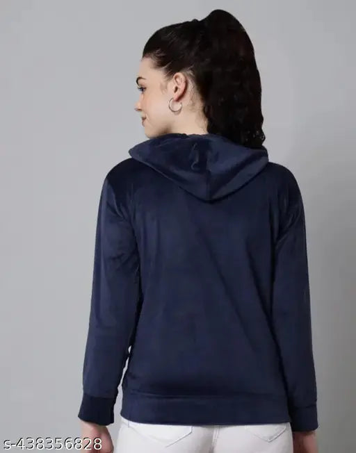 Velvet Chain Hoodie Navy Blue For Girls