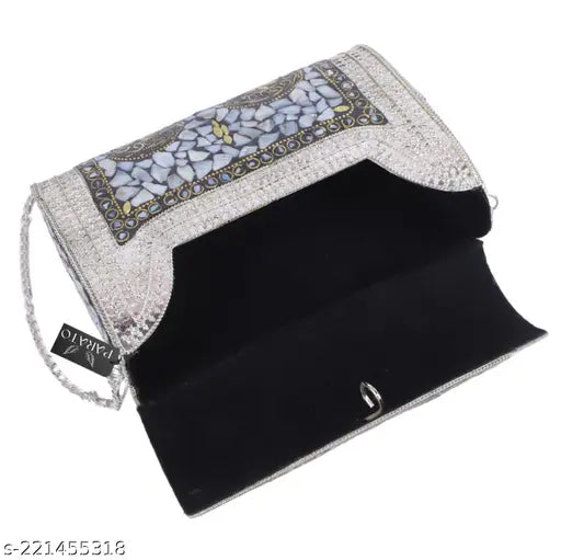 PARATO Silver Metal Bag Clutch / Sling Bag / Party Bag