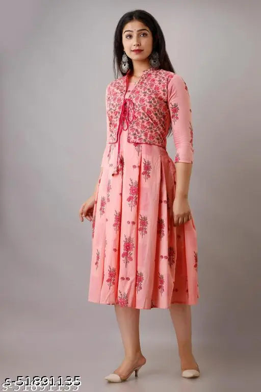 Women's Designer flared kurta in Pink