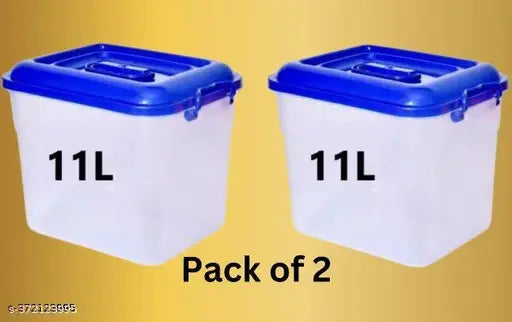 Lock N Lock (set of 2 ) 11L container, Air Tight Lock Containers For Kitchen Storage Container For Kitchen Storage Set Pantry Organization and Kitchen Storage, Dishwasher Safe Kichen Matieral (Cap-Blue) 11000Ml (set of 2)Jars & Container