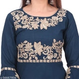 Women Mehndi code embroidered Long Kurta