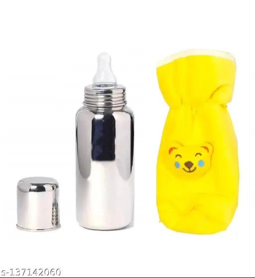 Stainless Steel Milk Feeding Bottle with hot case cover for Baby, 250ml