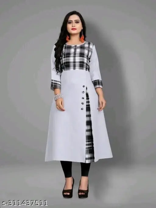 New checks grey & black , plane & desigen kurti for girls & womens.