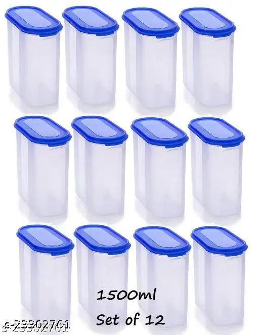 Havlok™ 1500ml - Unbreakable Airtight Space Saver Modular Storage Jar Container Set of 12 - 1500ml