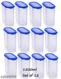 Havlok™ 1500ml - Unbreakable Airtight Space Saver Modular Storage Jar Container Set of 12 - 1500ml