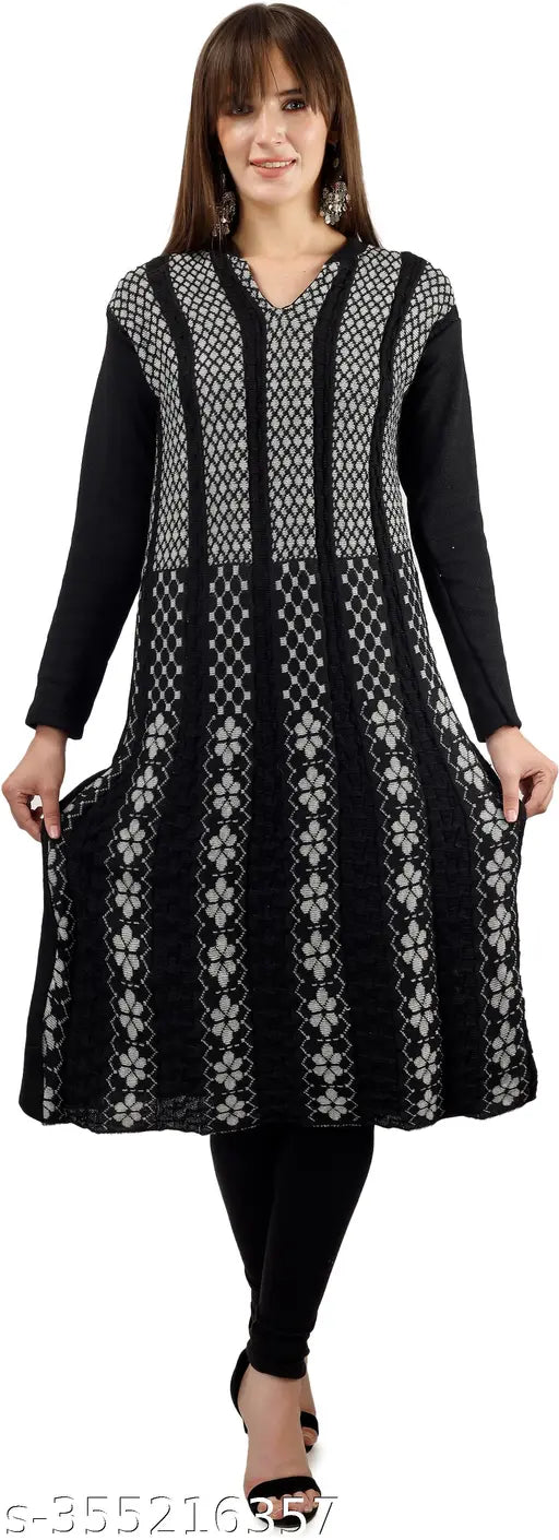 Elegance in Every Print: Women's Printed Wool A-line Kurta