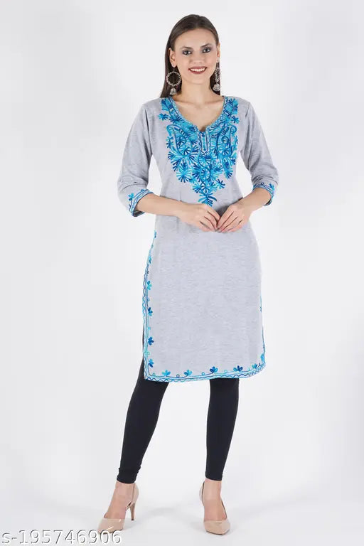 Woolen Kurti_Grey_Blue