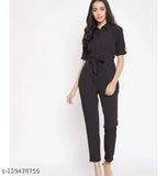 BLACK PLAIN COLLAR JUMPSUIT 05