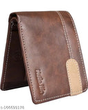 Men Brown Artificial Leather Wallet - Regular Size (5 Card Slots)