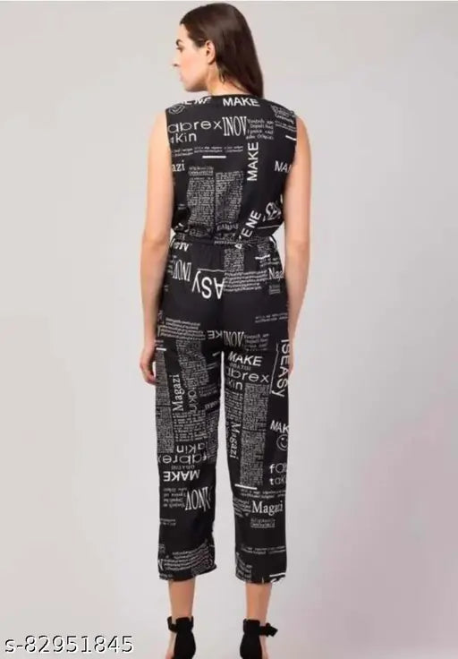 JUMPSUIT, NEWSPAPER PRINT JUMPSUIT, TRENDY JUMPSUITS FOR GIRLS AND WOMENS