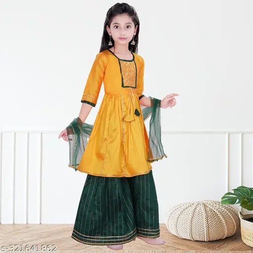 HAYAT FASHION Girl's Readymade Kurta Sharara & Dupatta set