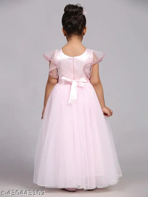 Toy Balloon Kids Baby Pink Full-Length Girls Party Wear Gown