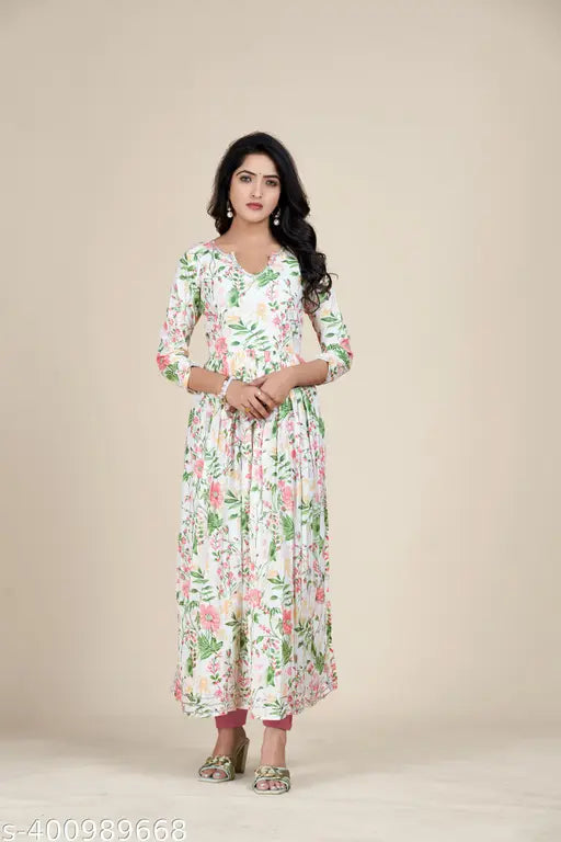 Pure Cotton Naira Cut Long Length Gota Lace Summer Speacial Kurti