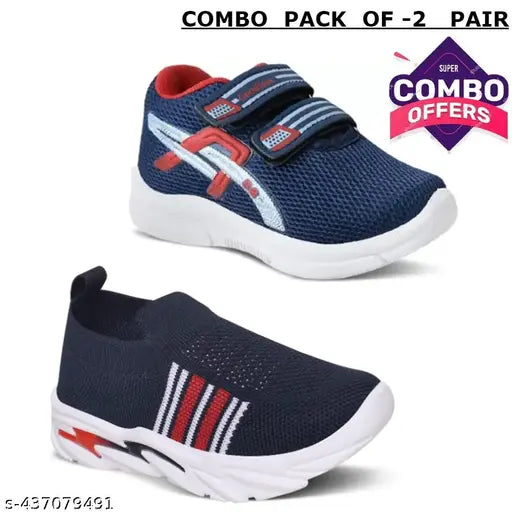 Kid Combo Pack Of 2 Kids Unisex Latest mesh Knitting & Velcro Super Comfortable Shoes