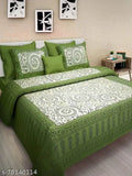 Cotton Bedsheet Combo Pack 2 Bedsheet with 4 Pillow Cover ( 1 Gangor Green+1 Other Trendy )